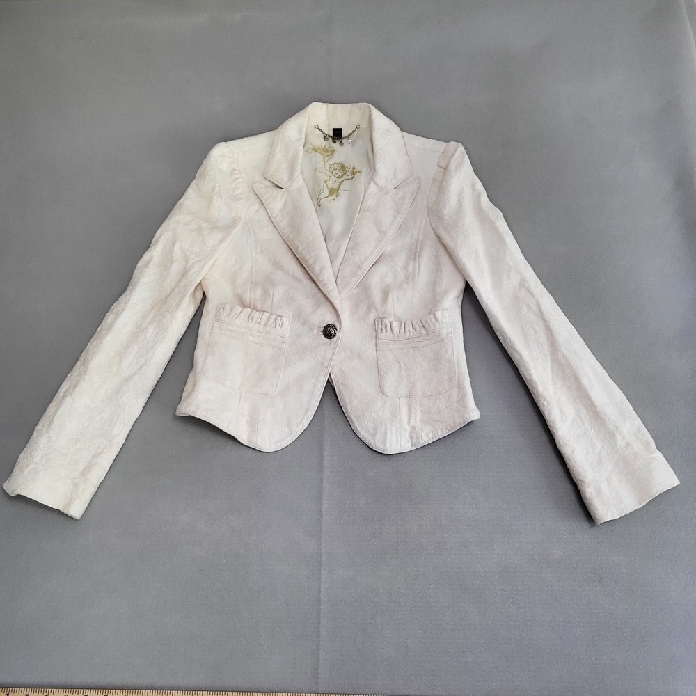 Bebe 1 Button Cream Blazer Jacket Y2K Women's 8 Romantic Cottage Core